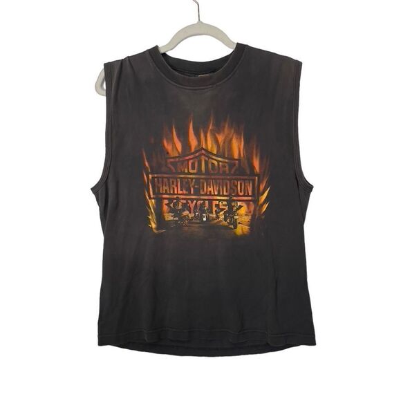Vintage Harley-Davidson thunder bay Canada Mens faded medium tank top - Picture 11 of 16